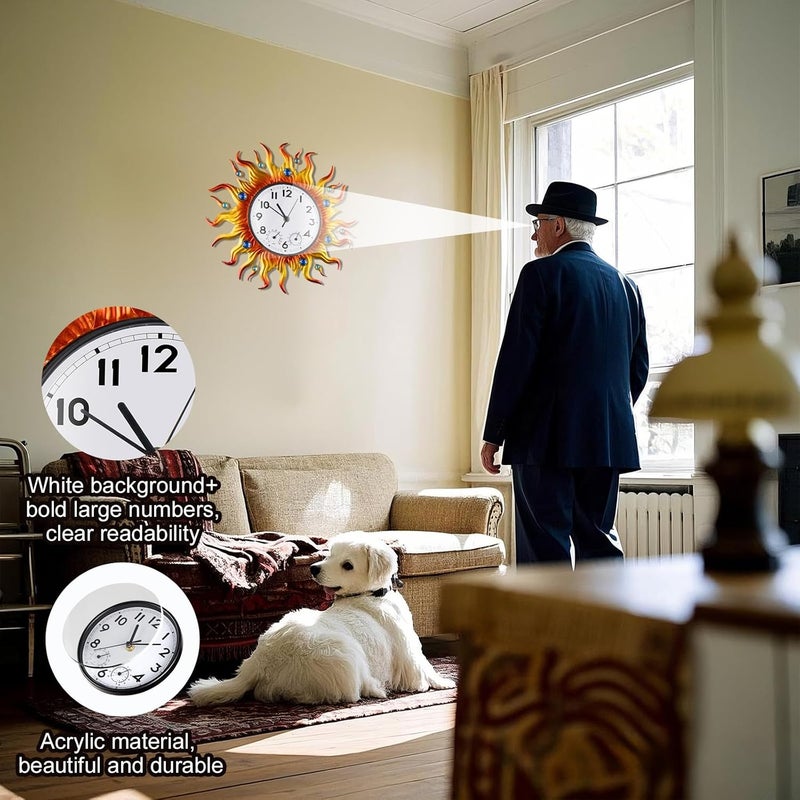 shumi Sun Outdoor Clock, Wall Clock with Temperature Waterproof, Silent Non-Ticking Outside Clocks for Patio Garden Pool Living Room Home - Image 5
